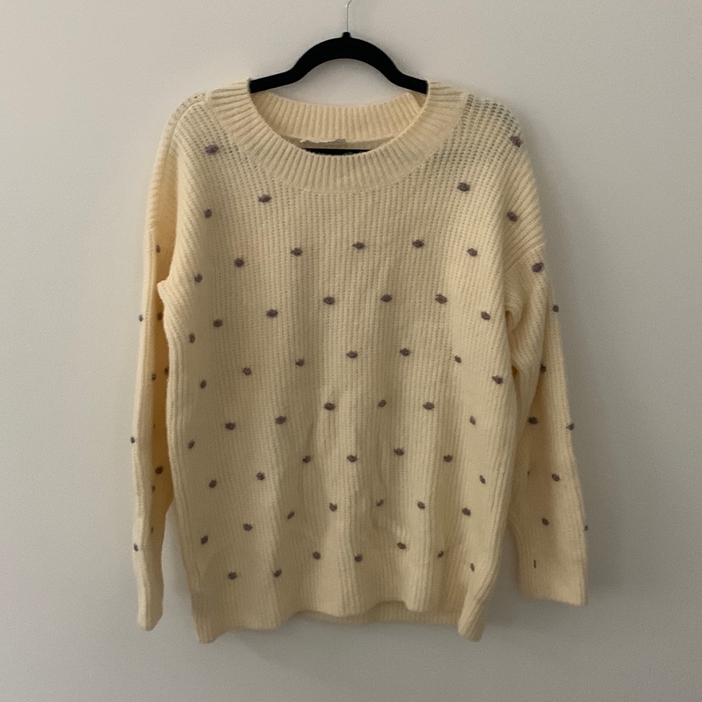 Lou & Grey size Small cream sweater with yarn polka dots